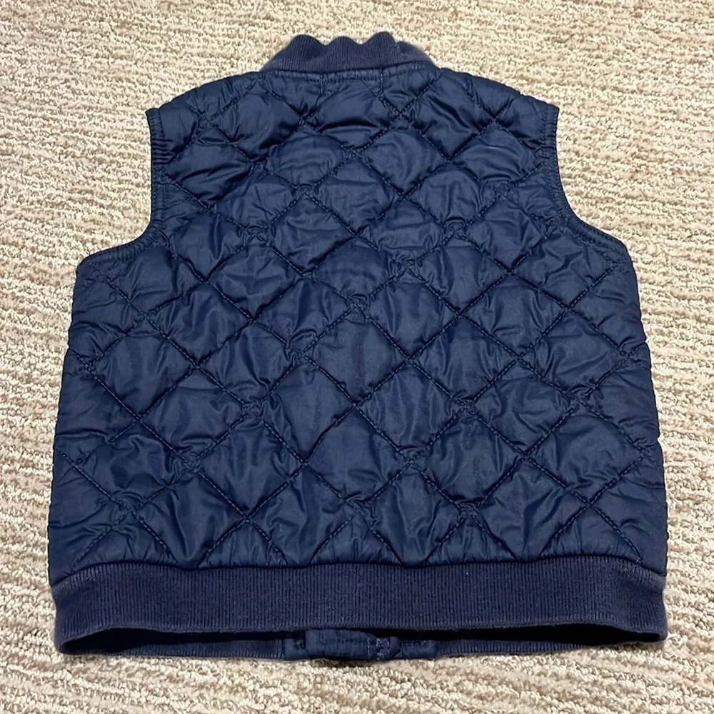 Ralph Lauren 18 Months Toddler Quilted Puffer Vest Navy Blue Red Pony Pockets